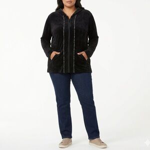 Chico’s Travelers Zip Hoodie Jacket Women’s Size 2 Black Lightweight Stretch